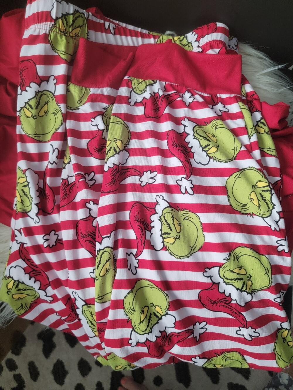 Grinch Red & White Striped Holiday Pajama Set